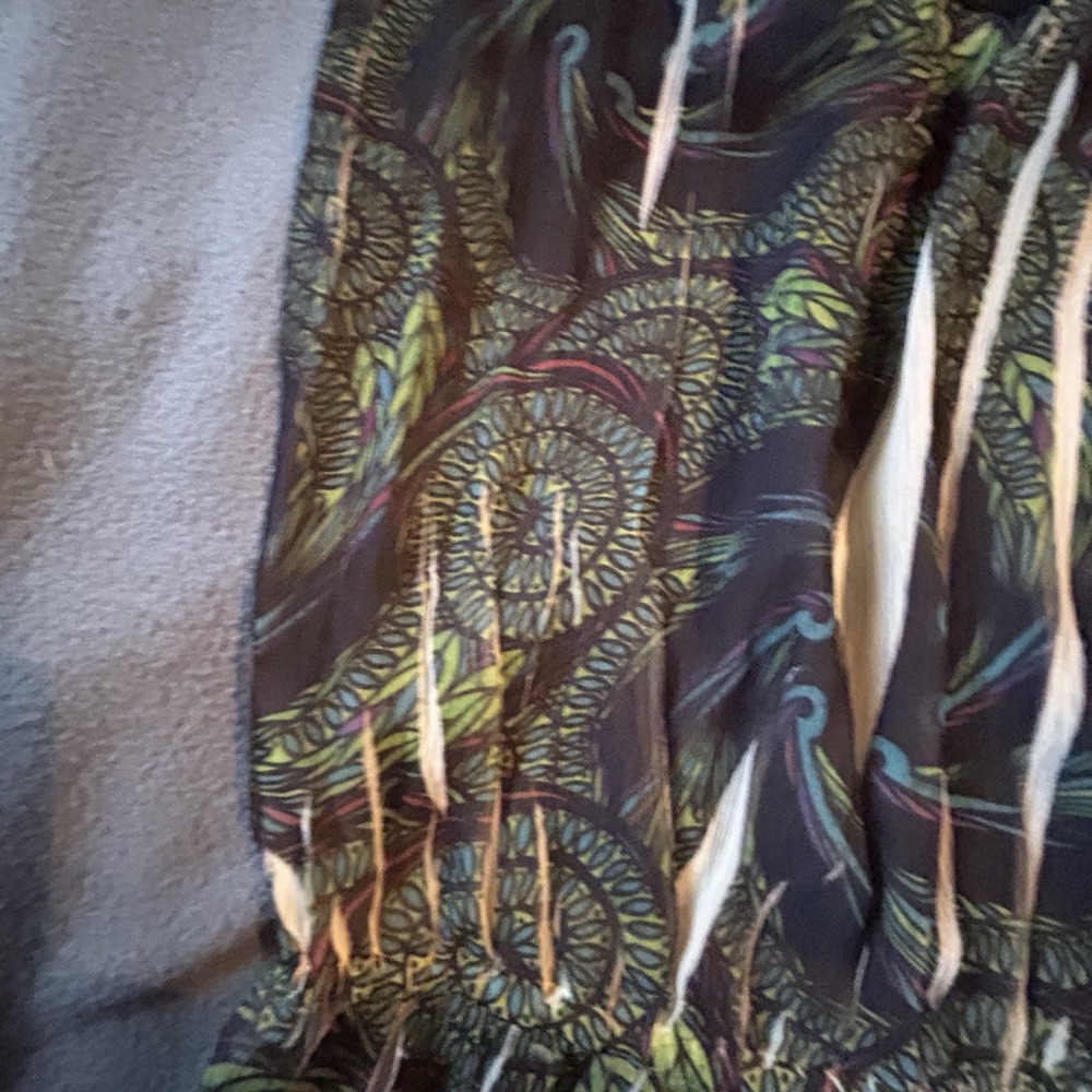 One World Boho Shirt Top Hippie Lace Peacock Green Blouse Embellished Top Size S - Picture 10 of 10